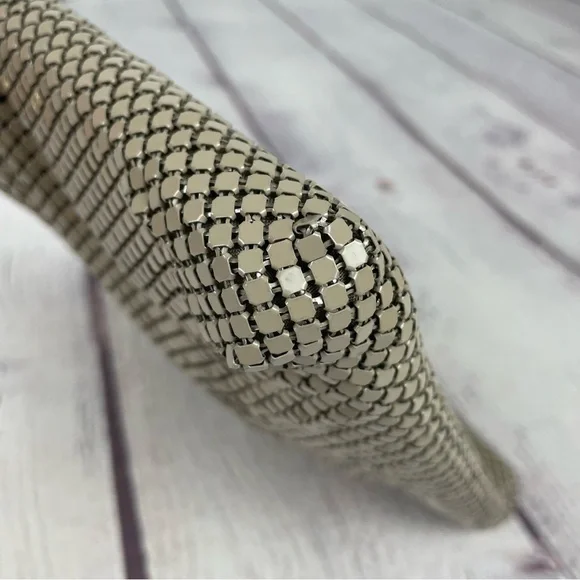 Whiting And Davis Mesh Chainmail Clutch Crossbody Taupe Tan - Picture 7 of 14